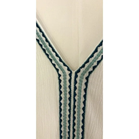 Lane Bryant Womens Shirt Boho Top Sz 18 White with Trim 3/4 Sleeve - Picture 3 of 7